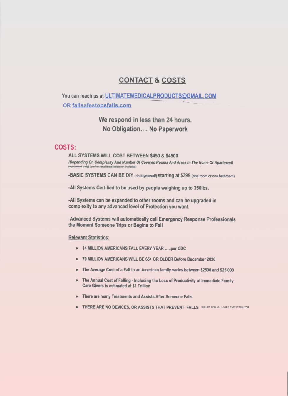 Contact and costs: contact details